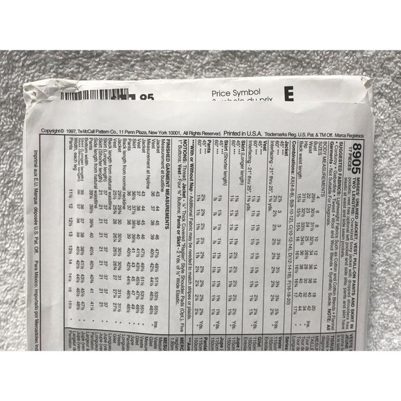 McCall's 8905 Misses' Unlined Jacket, Vest Pants Skirt Sewing Pattern Size 12-16 - Picture 6 of 7
